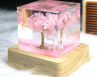 Scuba Diver Epoxy Resin Night Light, Sakura LED Night Light, Cherry Blossom Personalized Night Light, Birthday Gifts for Girl, Mom Gifts