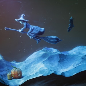 Epoxy Resin Halloween Witch Night Light, Spooky Home Decor image 4