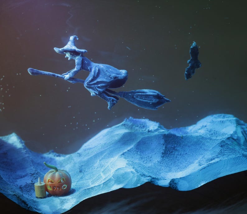 Epoxy Resin Halloween Witch Night Light, Spooky Home Decor image 4