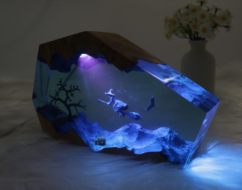 Epoxy Resin Halloween Witch Night Light, Spooky Home Decor image 7