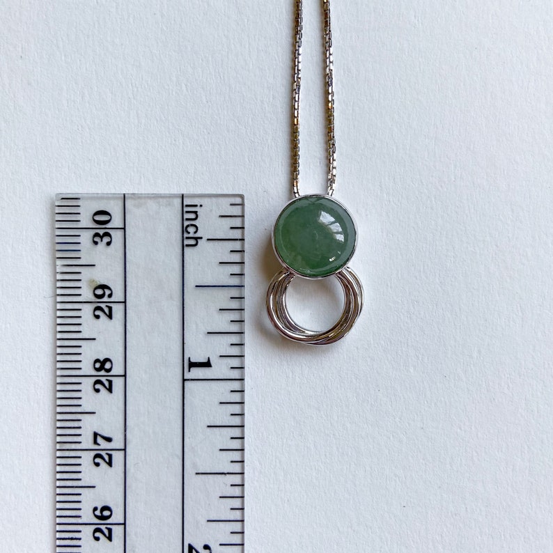 18k White Gold Green Jade Pendant chain not included image 2