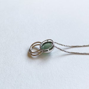 18k White Gold Green Jade Pendant chain not included image 4