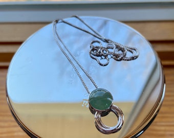 18k White Gold Green Jade Pendant (chain not included)