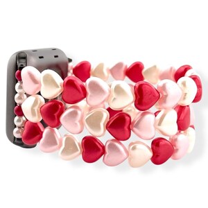 Valentine&#39;s Day Heart Beaded Watch Band – Apple & Samsung Compatible