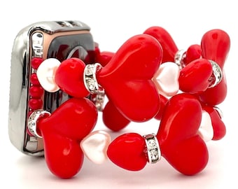 Custom Heart Beaded Watch Band – Compatible with Apple & Samsung Watches