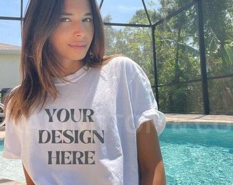 Summer White Comfort Colors C1717 Mockup | White Shirt Mockup | Oversized Shirt Mockup | Comfort Colors Shirt Mockup | Trendy Mockup