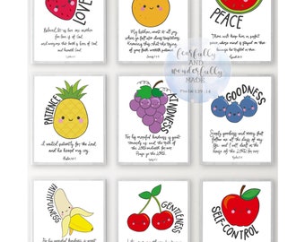 The Fruits of the Spirit, Galatians 5v22 23, printable, nursery print, scripture, kids room decor, kids wall art, nursery wall decor