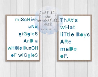 What little boys are made of, Printable, Nursery Rhyme, nursery print, kids room decor, kids wall art, nursery, nursery quote, mischief