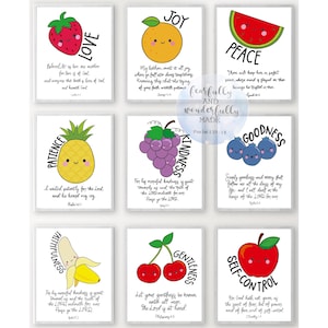 The fruits of the Spirit, Galatians 5v22 23, print, nursery print, scripture, kids room decor, Sunday school, nursery wall art, church, God