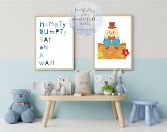 Humpty Dumpty, Printable, Nursery Rhyme, Humpty dumpty sat on a wall, nursery print, kids room decor, kids wall art, nursery, nursery quote