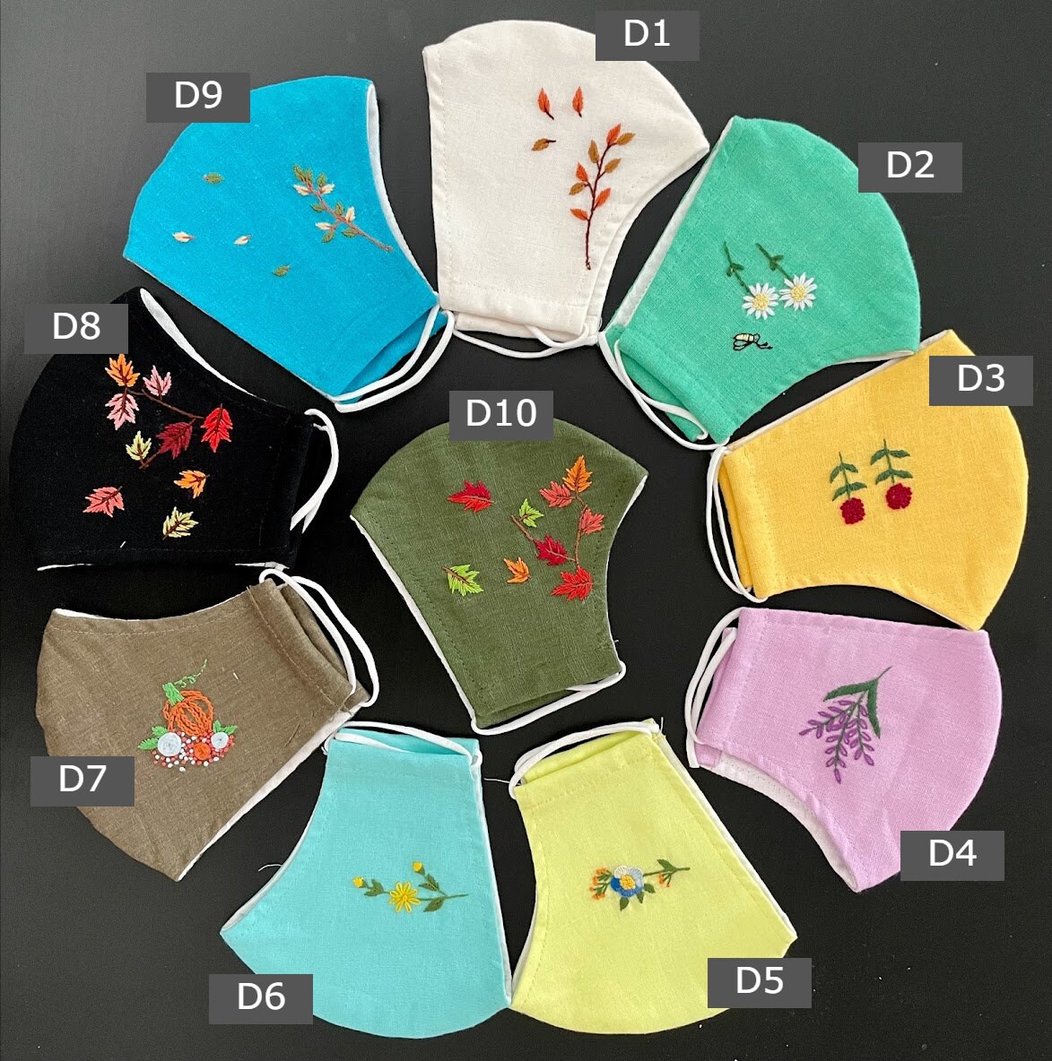 Quality Embroidered Linen 3 Layer Face Mask - 8.49 each