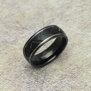 Titanium ring black groove Titanium , titanium ring