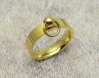 Ring of O narrow stainless steel color gold Story of O -