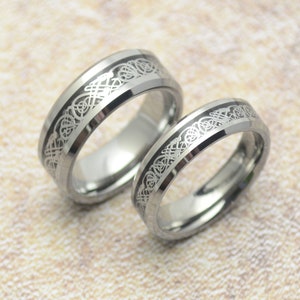 Tungsten Ring Dragon Celtic Women Men Hard Metal Precious Metal