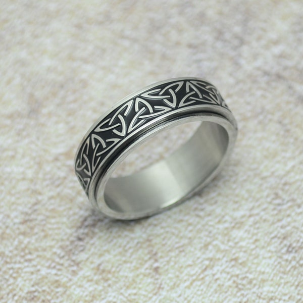 Spielring Drehring Spinner Ring Celtic Triskel Edelstahl keltisch