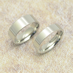 Ring plain 6 mm or 8 mm stainless steel shiny silver very small sizes 52 and 55 remaining stock