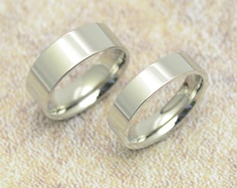 Ring plain 6 mm or 8 mm stainless steel shiny silver very small sizes 52 and 55 remaining stock