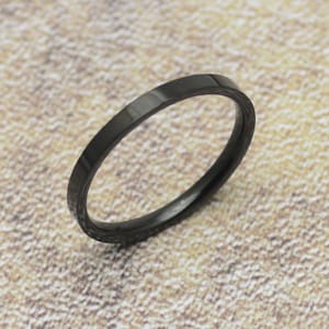 Ring black narrow 2 mm stainless steel shiny simple stacking ring