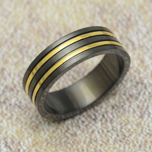 Ring size 56 black anthracite gold stainless steel finger ring
