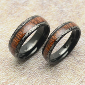 Ring tungsten black wood decorations tungsten women men hard metal