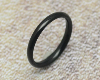Ring schwarz schmal 2 mm Edelstahl Vorsteckring Damenring kleine Größen