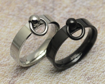 Ring of O narrow black or silver stainless steel Story of O