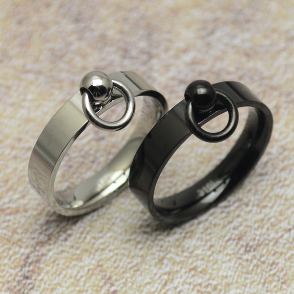 Ring der O schmal schwarz oder silber Edelstahl Story of O