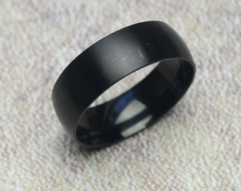 Ring schwarz matt Edelstahl 8 mm breit schlicht minimalistisch Damen Herren --