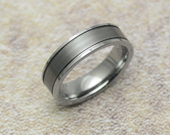 Ring Wolfram 6 mm silber matt Tungsten Hartmetall Damen Herren
