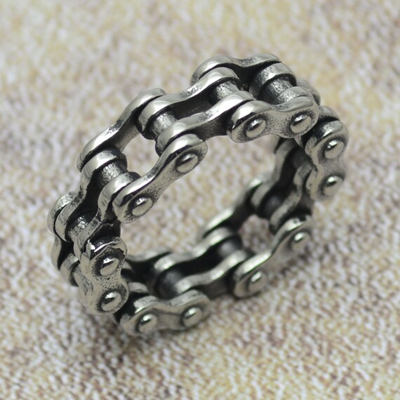 Bague chaine moto bague homme acier inoxydable bague motard Etsy Canada
