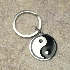 Keychain jing jang ying yang stainless steel pendant