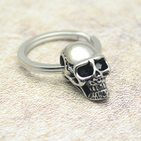 Schlüsselanhänger Totenkopf Edelstahl Anhänger Biker Gothic Skull