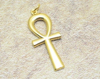 Ankh Anch Henkelkreuz Anhänger Edelstahl gold Amulett Kreuz