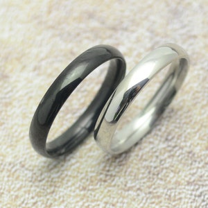 Ring black or silver narrow stainless steel ladies ring men&#39;s ring