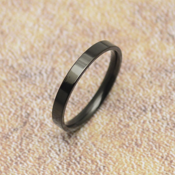 Ring schwarz schmal 3 mm Edelstahl glänzend schlicht Vorsteckring