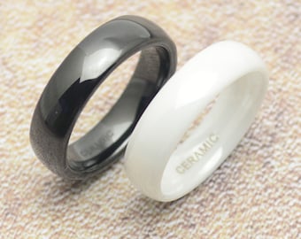 Ceramic ring 6 mm narrow plain white or black anthracite