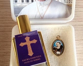 Blessed Myrrh Oil & Padre Pio Medal Set – Spiritual Protection Kit