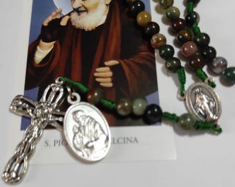 Padre Pio Relic Rosary: Agate Beads, Blessed Ex-Indumentis