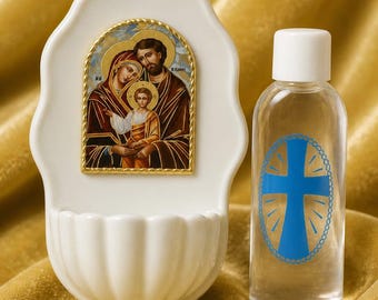 Holy Family Water Font, Vatican Blessed Water, Catholic Wall Altar