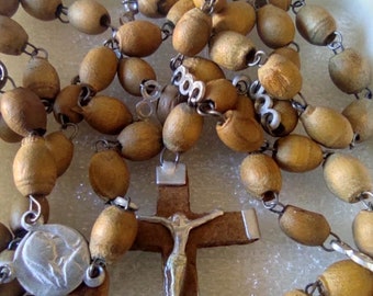 Rosario Di San Benedetto In Legno D'ulivo, Rosario Cattolico Con Medaglia, Fatto A Mano Da - Foto 5