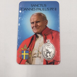Saint Jean-Paul II-Sainte-Carte avec image du Saint-Père et médaille d'argent.Bienheureux -Réf. 7005