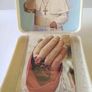 Saint Padre Pio - Carte sainte plastifiée de Saint Padre Pio avec 2e classe - Vintage des années 60 - relique de Saint Padre Pio - grande protection