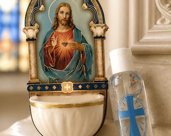 Vaticaan Gezegend Heilig Hart Cadeauset wijwaterlettertype – fles inbegrepen, Made in Italy
