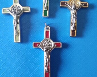 Saint Benedict Crucifix: Enamel Religious Cross