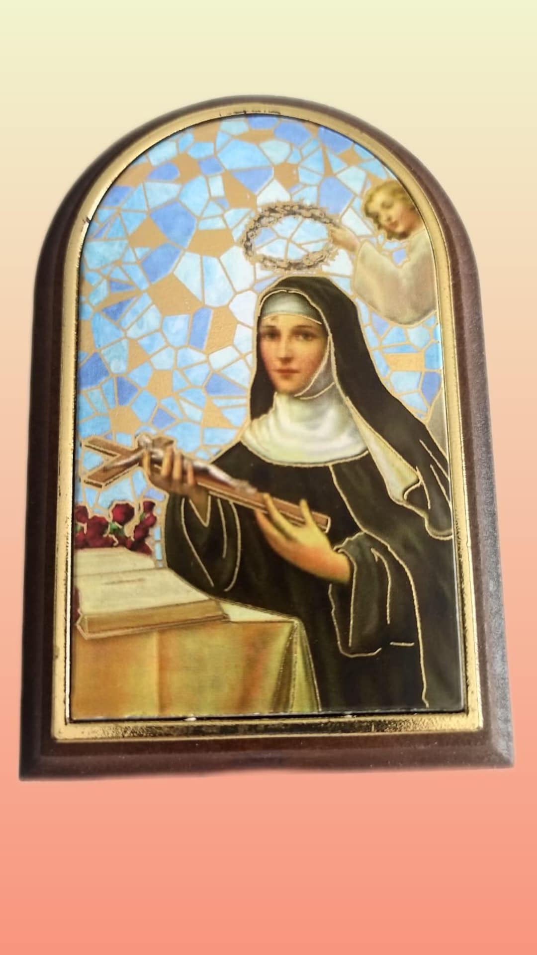 Saint Rita of Cascia Tabletop Art: Wood Framed, Blessed by Pope Francis ...