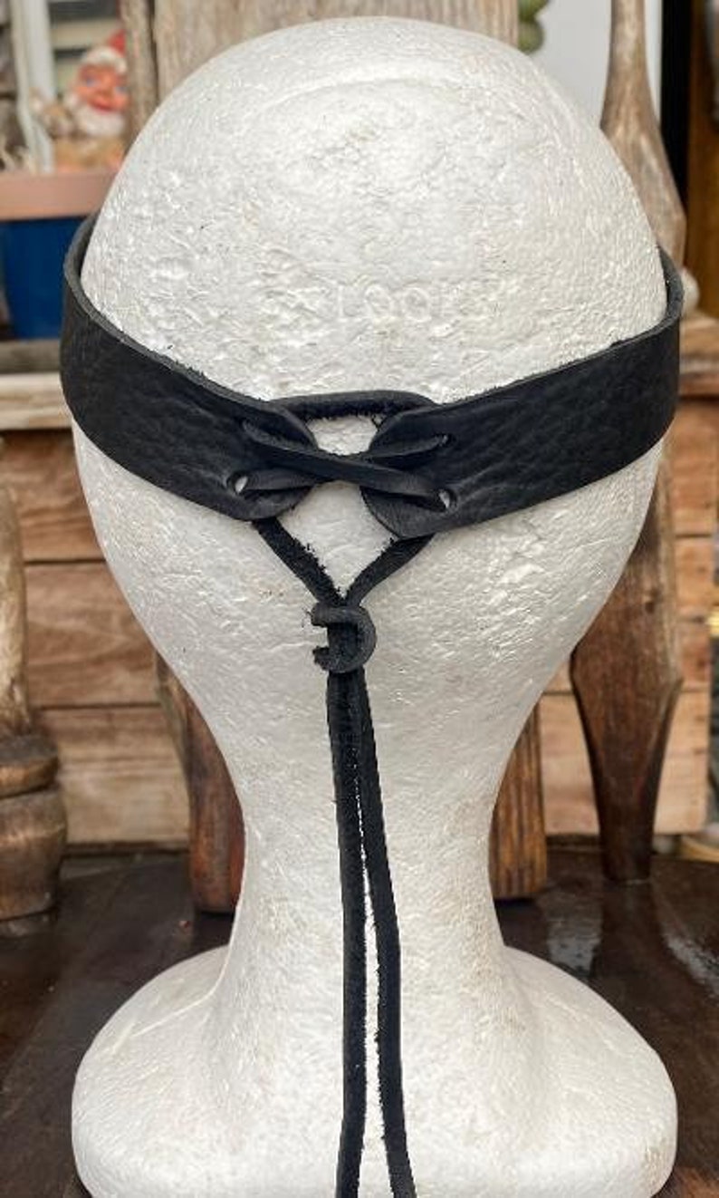 Black Retro Style Leather Headband Adjustable Biker Headband/hippie Headband Etsy