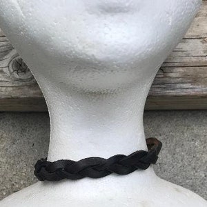 Vintage black and brown antiqued leather braided choker/necklace