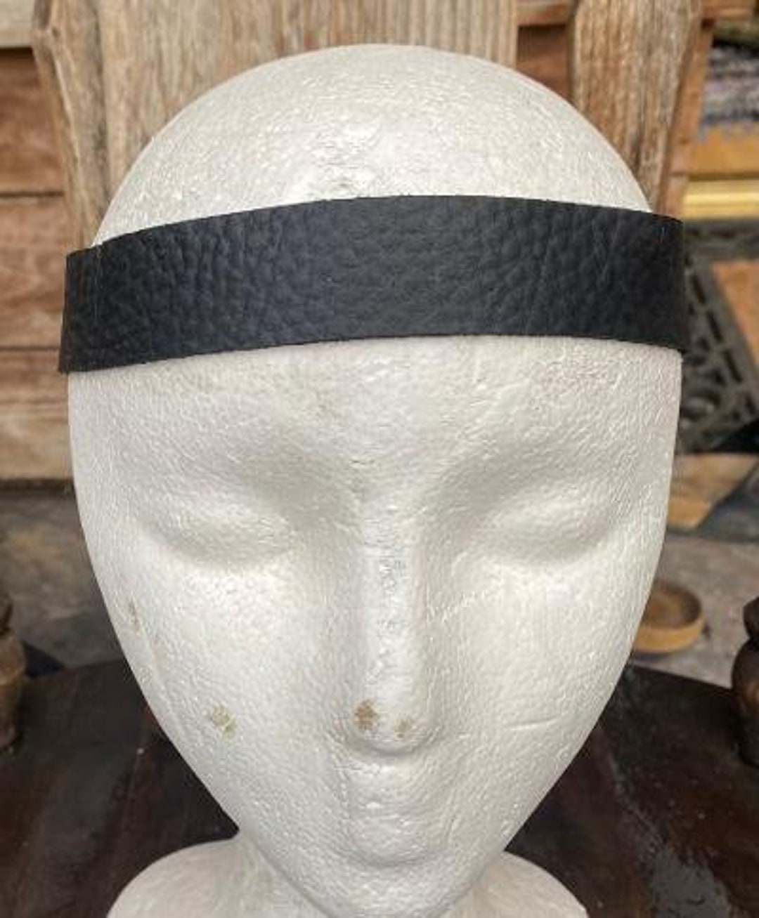 Black Retro Style Leather Headband Adjustable Biker Headbandhippie