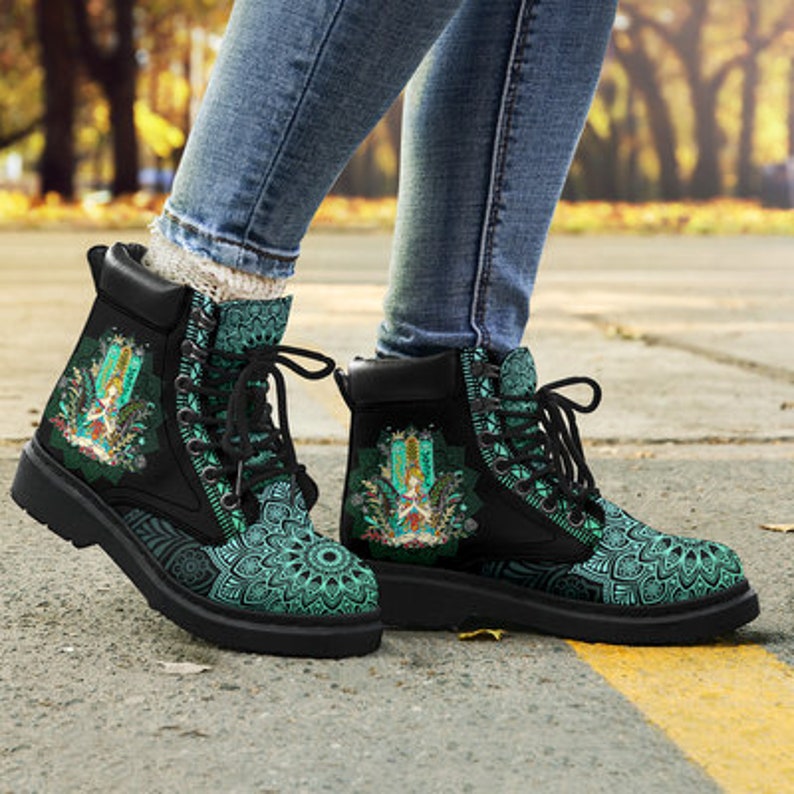 Boots Waffle Stompers Leather Boots Boho Chic Bohemian Hiking Boots Motorcycle Riding Boots Vegan Leather Animal Boots Fox Boots