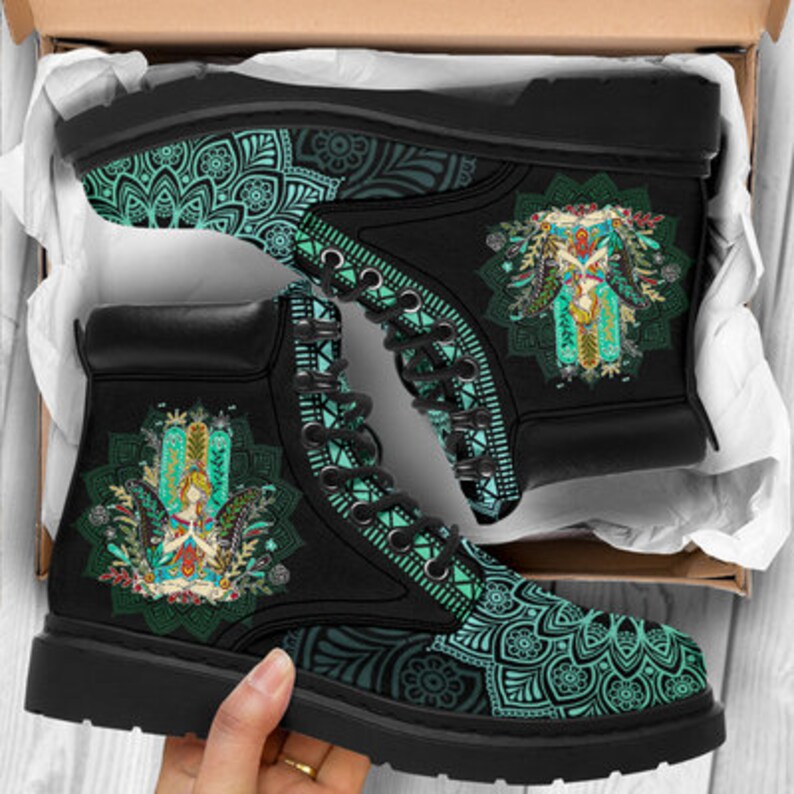 Boots Waffle Stompers Leather Boots Boho Chic Bohemian Hiking Boots Motorcycle Riding Boots Vegan Leather Animal Boots Fox Boots